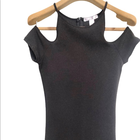 SM•NWT•STREETWEAR SOCIETY•BLACK COLD SHOULDER BODYCON MIDI DRESS• - Picture 4 of 6